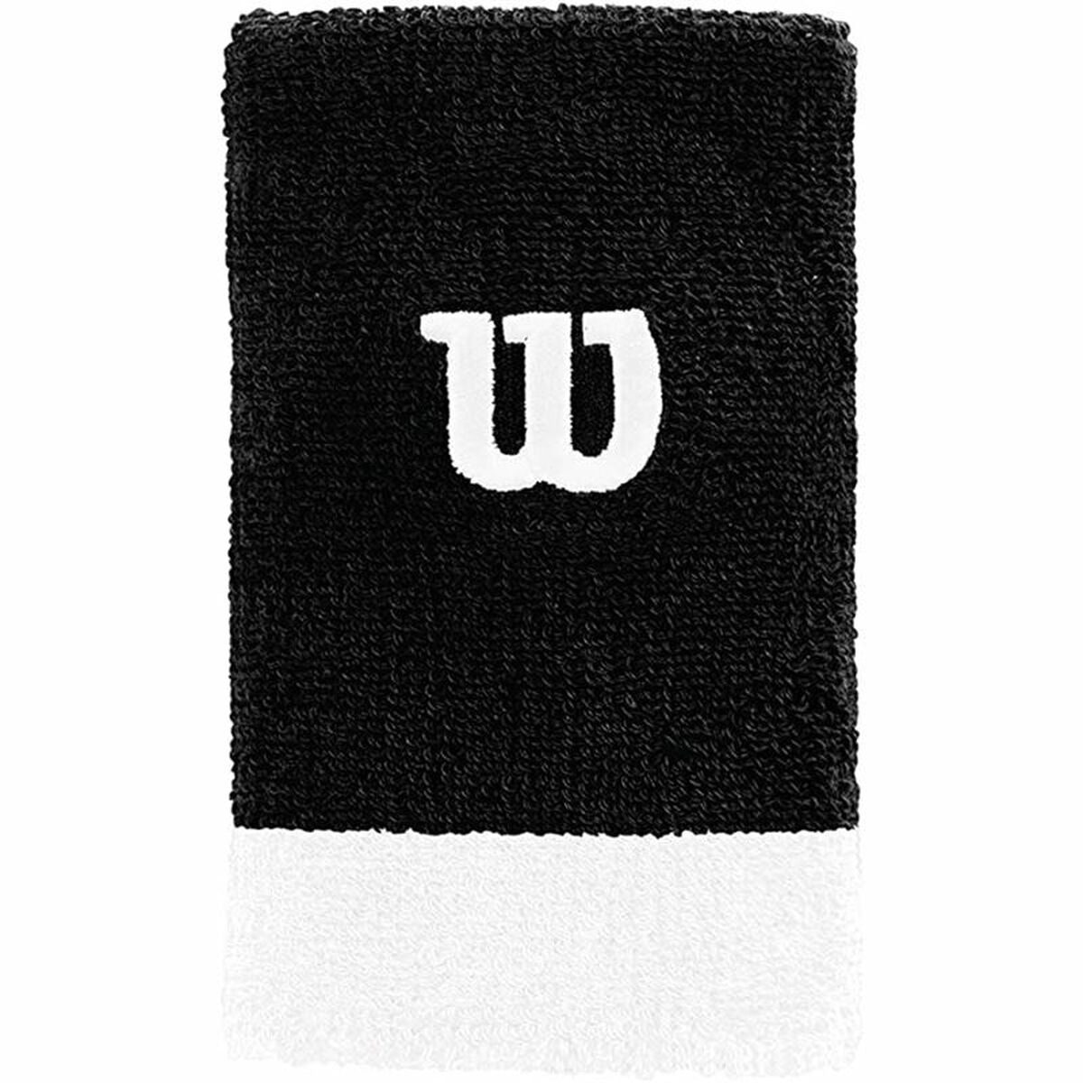 Sports Wristband Wilson Extra Wide Black & White (Pair) - Padelspeed Padel, Squash & Tennis