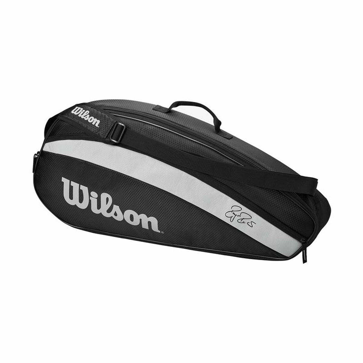 Tennis Racket Bag Wilson Roger Federer Team Black (3-Racket) - Padelspeed Padel, Squash & Tennis