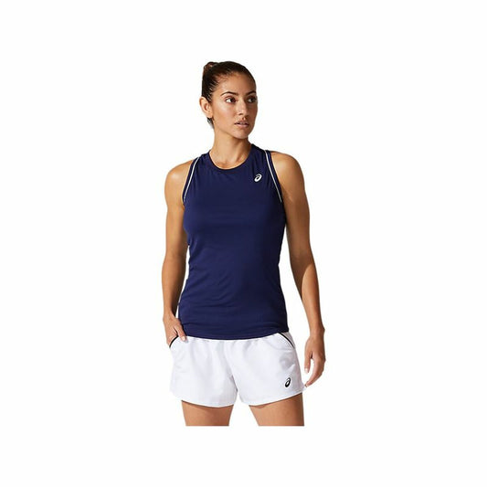 T-Shirt de Alças Mulher Asics Court Piping Azul escuro