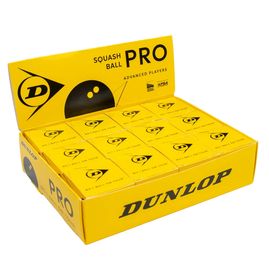 Dunlop Pro Double Yellow Dot Squash Balls (1 Dozen Box)