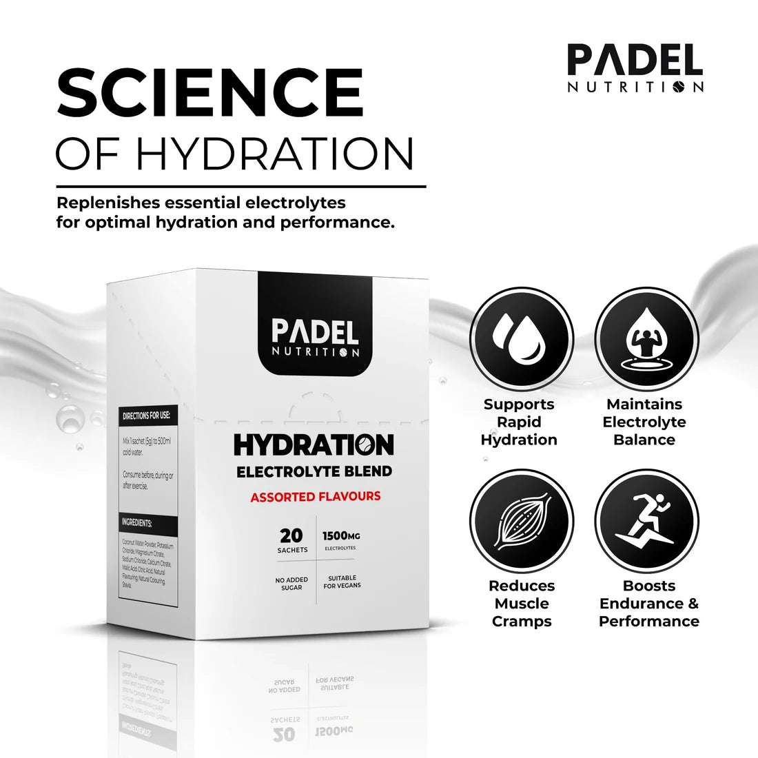 Padel Nutrition Hydration - 20 Sachet Box (Assorted Flavours)