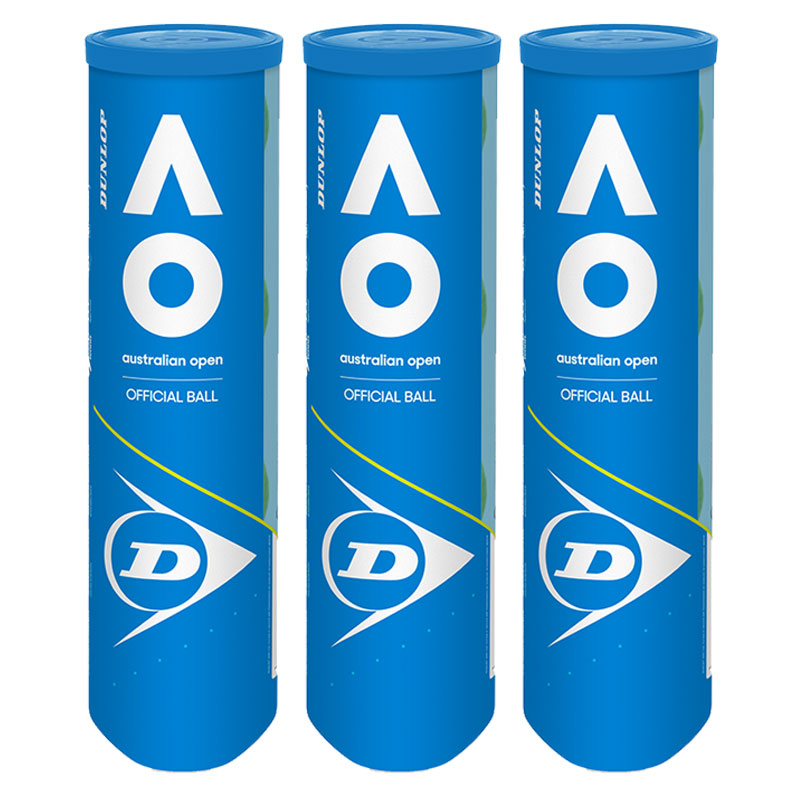 Tennis Balls Dunlop Australian Open AO (Dozen) 3 x 4-Ball Tubes