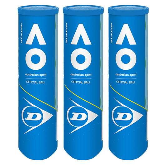 Tennis Balls Dunlop Australian Open AO (Dozen) 3 x 4-Ball Tubes