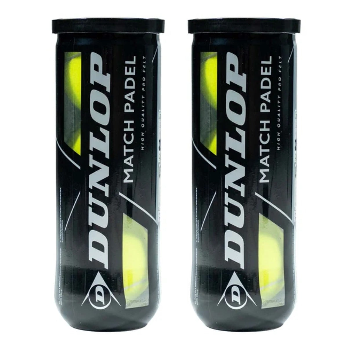 Padel Balls Dunlop Match Two Tube Pack (6 Balls)